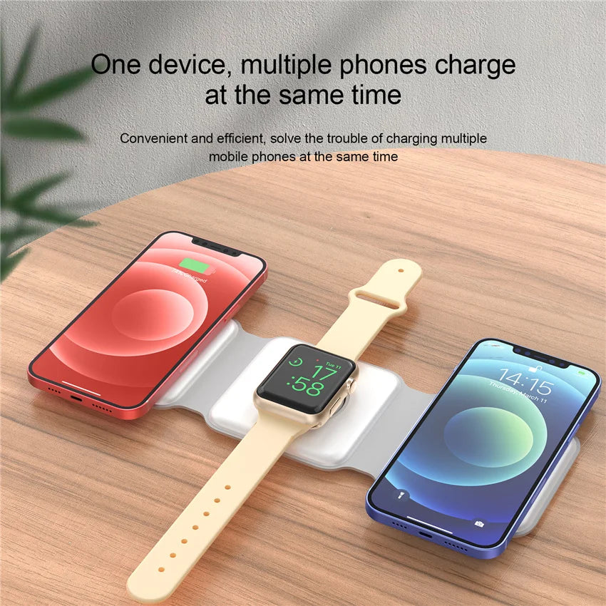 50W 3 in 1 Magnetic Wireless Charger Pad for iPhone 15 14 13 12 11 Apple Watch 8 7 6 AirPods Fast Wireless Charging Dock Station