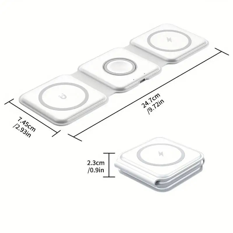 50W 3 in 1 Magnetic Wireless Charger Pad for iPhone 15 14 13 12 11 Apple Watch 8 7 6 AirPods Fast Wireless Charging Dock Station