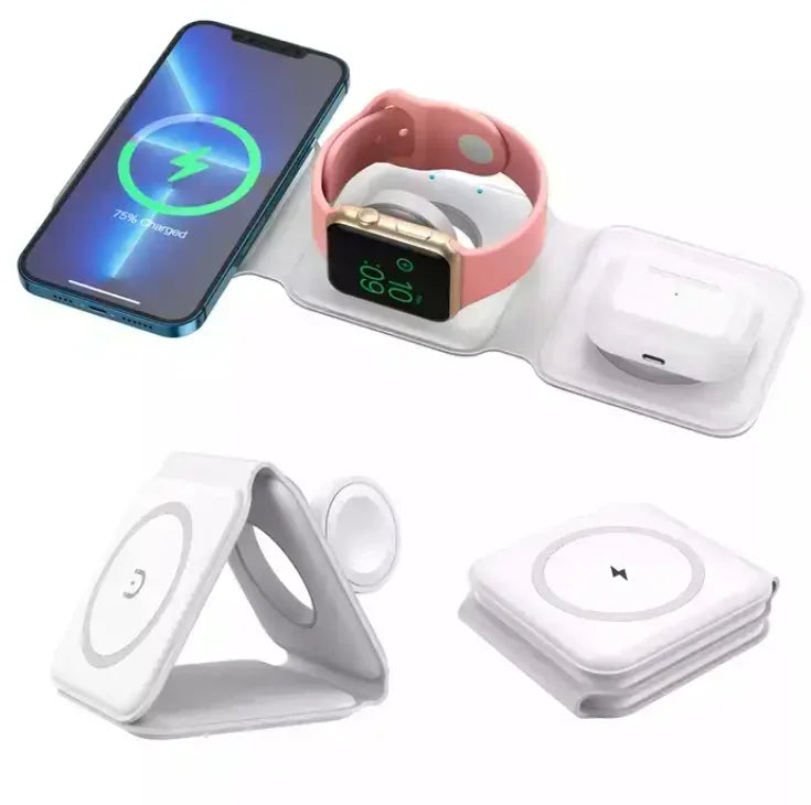 50W 3 in 1 Magnetic Wireless Charger Pad for iPhone 15 14 13 12 11 Apple Watch 8 7 6 AirPods Fast Wireless Charging Dock Station